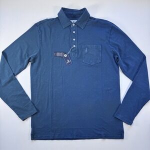 JOHNNIE-O Coastal Wash Long Sleeve Pocket Polo Shirt Mens Small‎ Blue